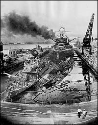 Wreckage after Pearl Harbor attack